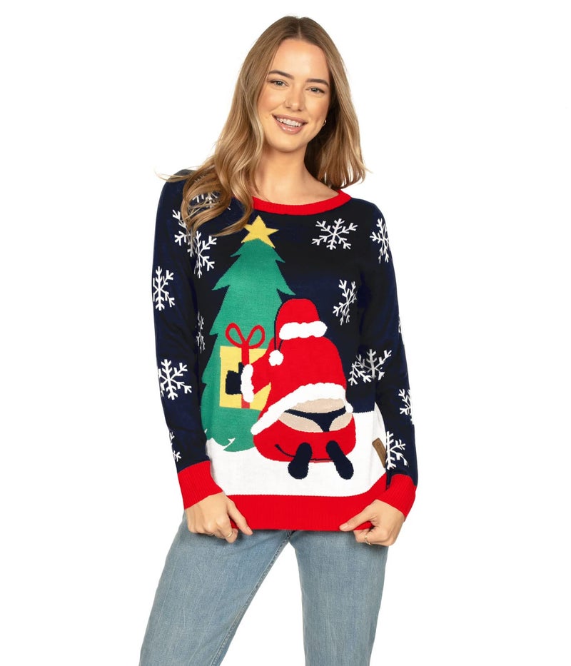 Tipsy Elves Women's Winter Whale Tail Sweater - Funny Santa Ugly Christmas Sweater: X-Small - Image 3